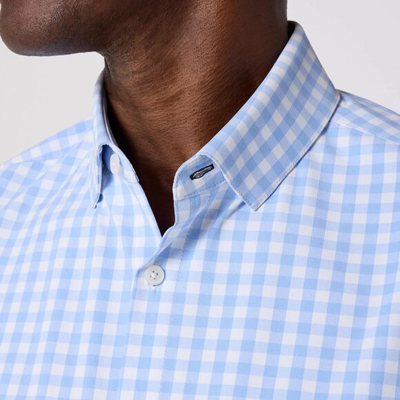 Mizzen+Main Leeward Long Sleeve Dress Shirt in Light Blue Gingham, Size Medium - Picture 3 of 7